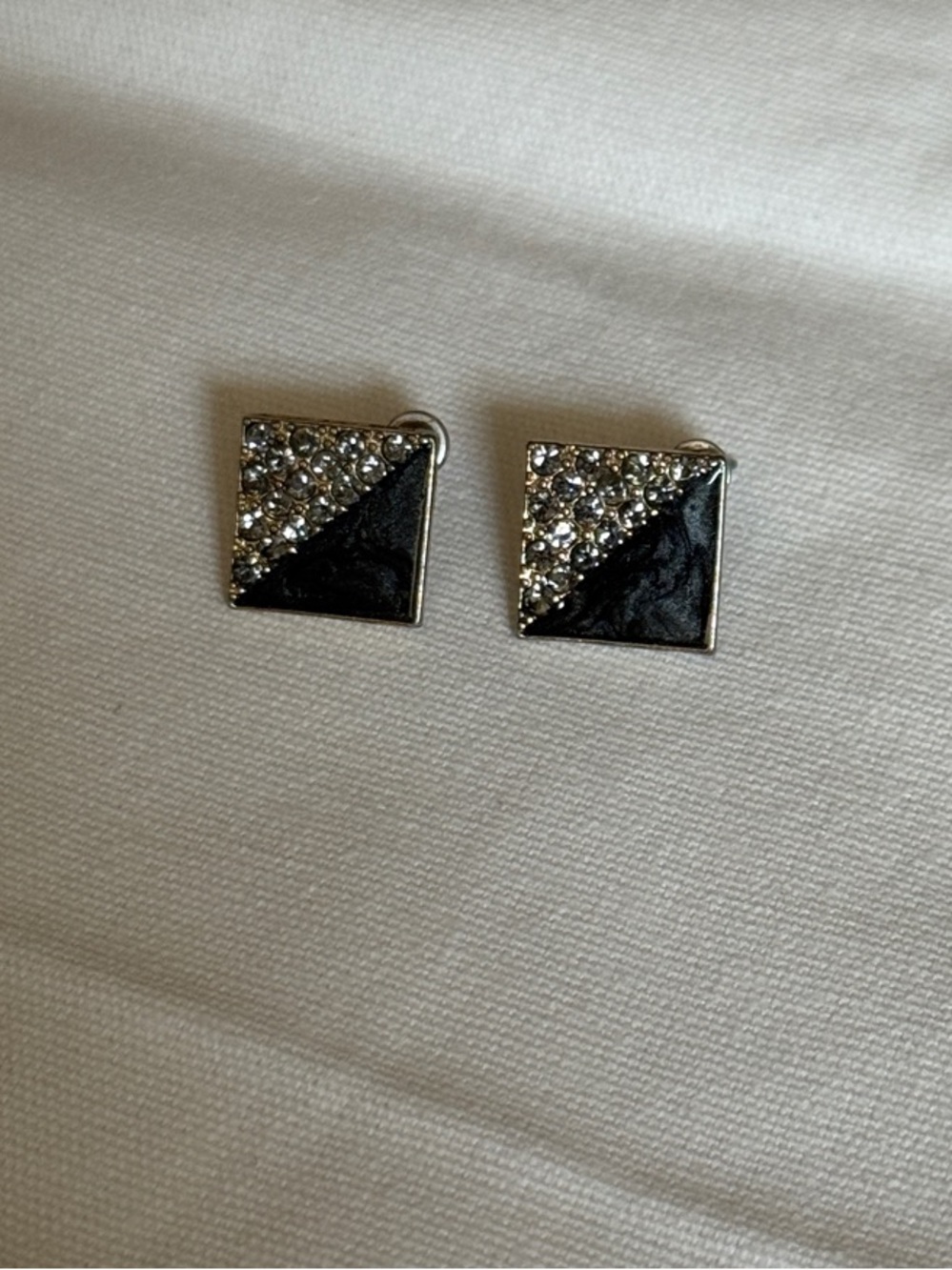 Topshop Gold Square Black and Silver Crystal Stud Earrings